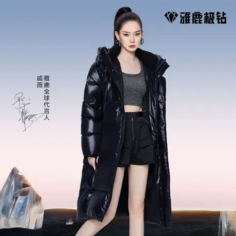 【雅鹿极钻鹅绒服】2023冬季长款羽绒服男女加厚情侣时尚外套新款商品大图