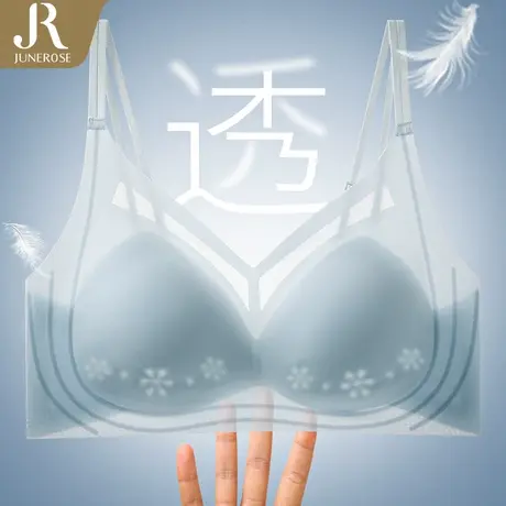 六月玫瑰凉爽透气洞洞杯无痕软支撑内衣女聚拢美背文胸夏季薄款女商品大图