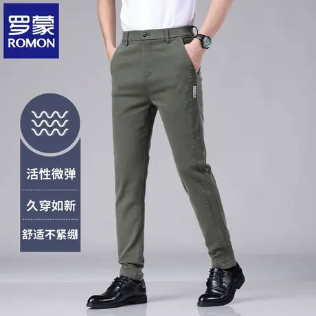 罗蒙2025夏季薄款休闲裤男修身直筒弹力商务西裤潮流小脚长裤N2Z商品大图