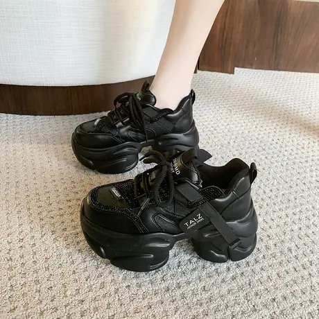 厚底系带老爹鞋女2025新款夏季爆款小个子增高运动鞋百搭休闲鞋子商品大图