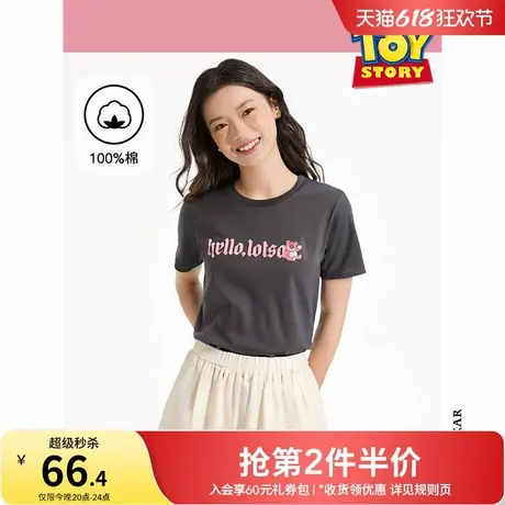 【迪士尼系列】热风女士草莓熊卡通印花短袖T恤2025年夏季新款短T商品大图