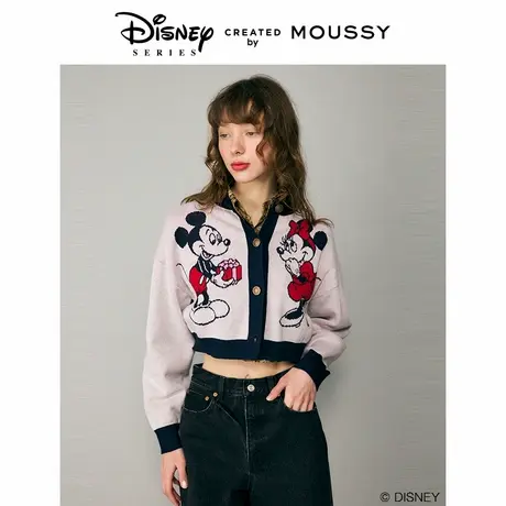 MOUSSY 2024新品迪士尼合作款复古提花针织宽松开衫010HSL70-0160商品大图
