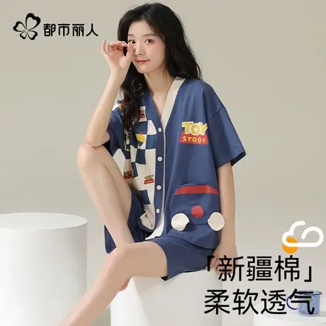 都市丽人夏季新款纯棉睡衣女款超火高颜值可爱短袖短裤套装家居服商品大图