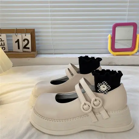 厚底小皮鞋女2023夏甜酷玛丽珍鞋复古女鞋高跟鞋法式鞋子软底单鞋图片