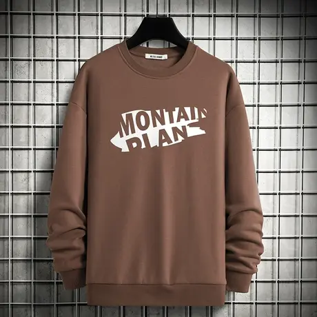 男士卫衣秋季上衣宽松潮流百搭秋冬加绒加厚圆领无帽长袖t恤潮牌商品大图