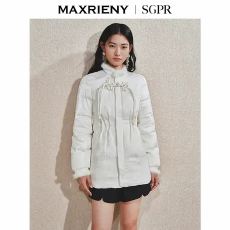 【商场同款】MAXRIENY水貂毛边收腰羽绒服24冬新款女装保暖外套商品大图