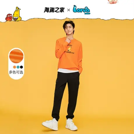 HLA/海澜之家【爆笑虫子联名】圆领趣味绣花卫衣2023秋冬新款上衣图片