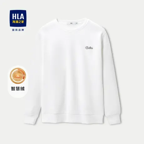 HLA/海澜之家圆领卫衣2023秋冬新款微弹智慧绒加厚提花时尚上衣男商品大图