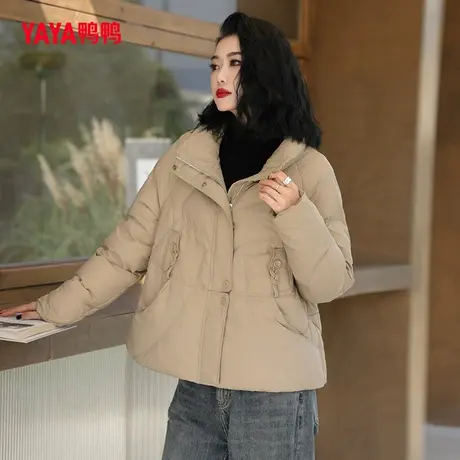 鸭鸭短款立领羽绒服女2025冬季新款韩版小个子穿搭百搭面包服外套商品大图