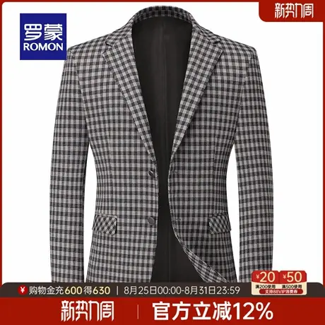 罗蒙男士格子商务修身工装外套2025秋季新款日常通勤简约百搭上衣图片