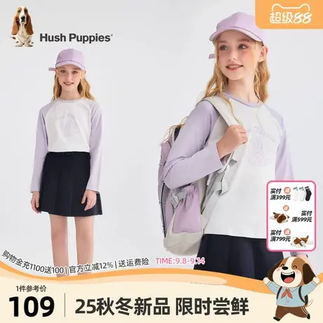 暇步士童装女童长袖圆领衫25秋新品大童甜美套头内搭儿童休闲T恤图片