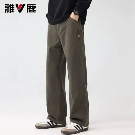 雅鹿2026春季新款宽松工装直筒休闲裤男青年时尚户外潮牌阔腿长裤商品大图