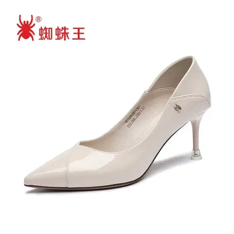 蜘蛛王高跟鞋女细跟2022新款春季百搭漆皮休闲通勤性感气质女鞋潮图片