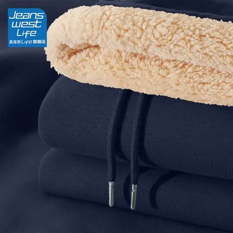 真维斯LIFE羊羔绒卫衣女冬季新款气质成熟风连帽上衣加绒加厚外套图片