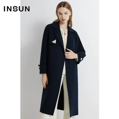 INSUN恩裳线上专选冬季轻廓形感纯羊毛风衣式毛呢外套商品大图