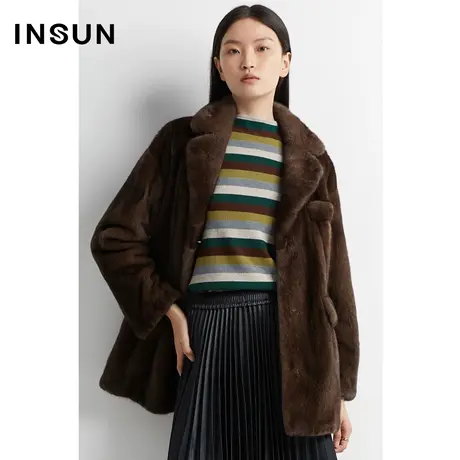 INSUN恩裳奥莱冬季水貂毛皮外套休闲皮草图片