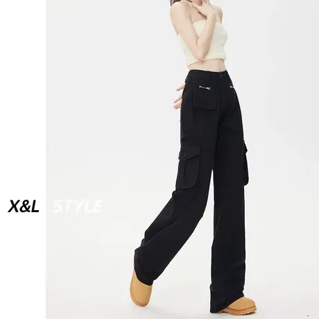 设计感工装裤女秋2023新款早秋高腰显瘦宽松百搭阔腿直筒休闲裤子图片