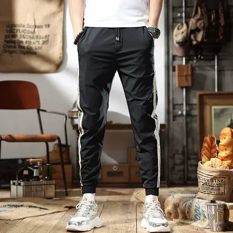 夏季冰丝休闲裤男修身百搭束脚透气运动男裤子韩版潮流九分裤薄款商品大图