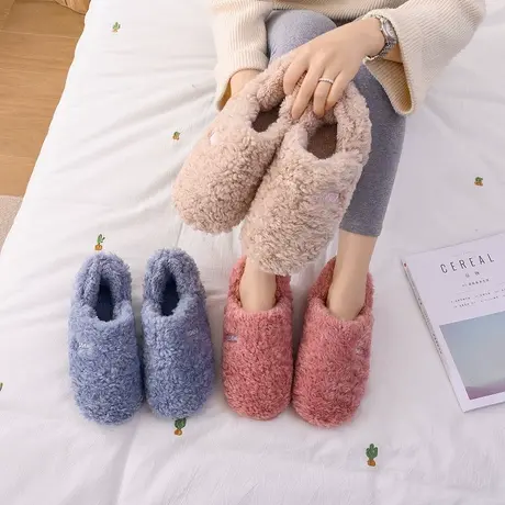 包跟棉拖鞋女士秋冬天室内情侣居家用棉鞋保暖厚底毛绒月子鞋冬季商品大图