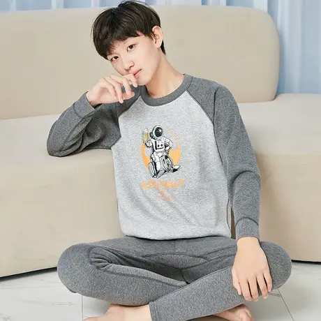 北极绒保暖内衣男青少年大童加绒加厚初中学生秋衣套装男士保暖衣图片