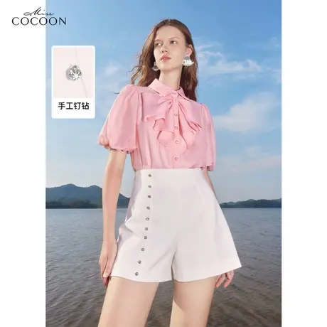 missCOCOON时尚裤子2023夏装新款女装经典高腰小众百搭短款休闲裤商品大图