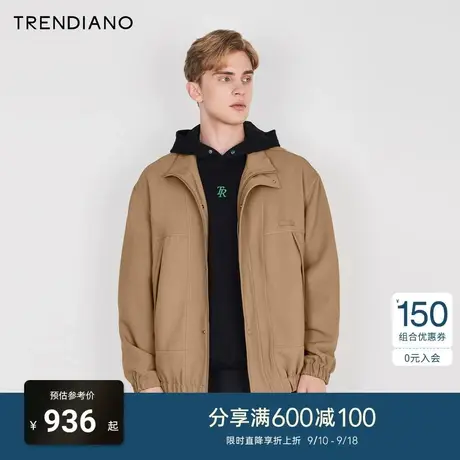 TRENDIANO官方2023新款春季男士翻领外套开衫设计感商品大图