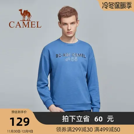 骆驼男装 秋季新款卫衣套头圆领字母时尚潮长袖休闲卫衣男商品大图
