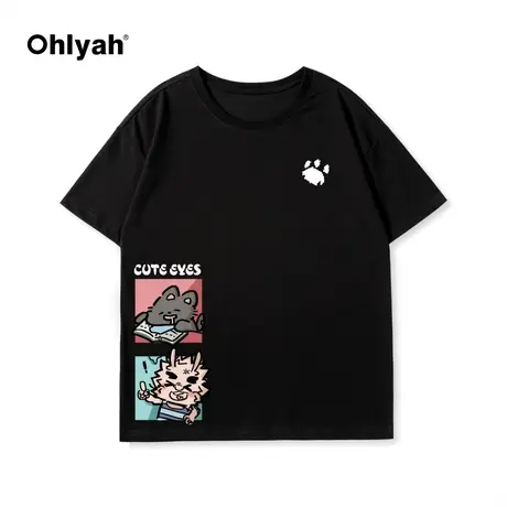 Ohlyah春夏同款原创卡通龙猫印花短袖T恤男女同款无性别班服定制图片