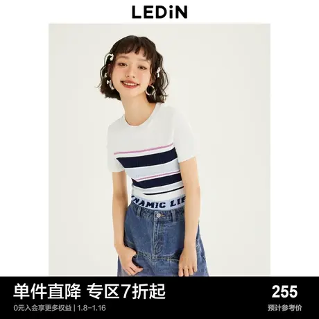 【商场同款】乐町新品短小上衣秋女装内搭短袖针织衫C3EED3201商品大图