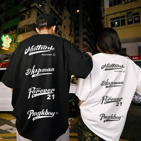 Nuthink美式街头嘻哈潮流短袖T恤男夏季潮牌ins宽松大码半截袖潮图片