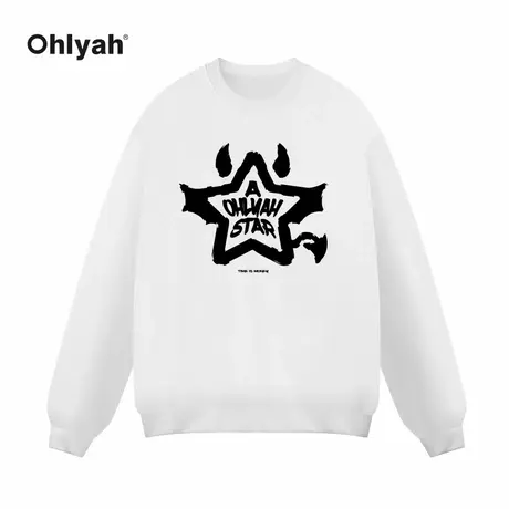 Ohlyah美式潮牌宽松星星小恶魔套头大码纯棉卫衣男女班服定制图案商品大图