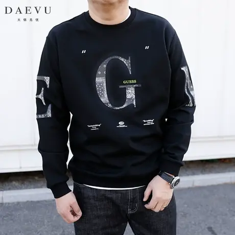 大依无忧春新款字母韩版大号潮胖子加肥加大码男款圆领长袖卫衣图片