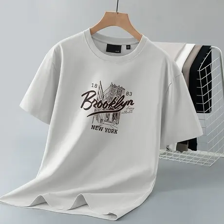 250g重磅纯棉t恤男短袖美式潮流宽松圆领体恤上衣服夏季全棉半袖商品大图