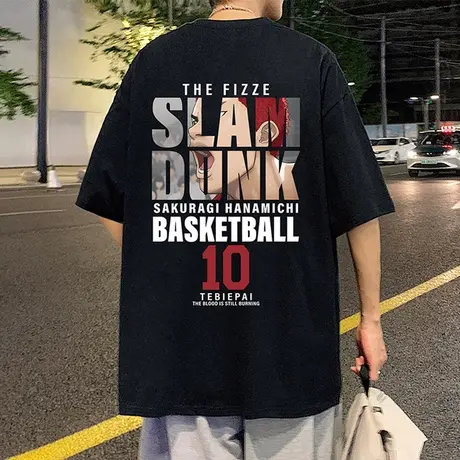 纯棉樱木流川枫潮牌短袖T恤男夏季2023新款半袖上衣宽松篮球体恤t图片