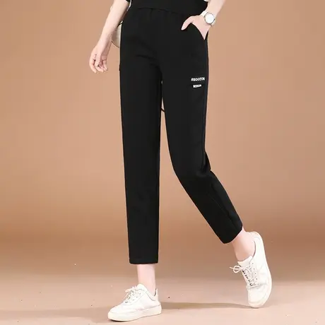韩潮袭人松紧腰哈伦宽松运动裤女2023年秋装新款灰色卫裤休闲裤薄图片