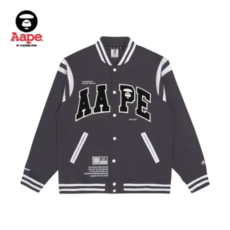 Aape旗舰店男装秋冬字母印花刺绣贴摁扣棒球卫衣外套3981XXJ商品大图
