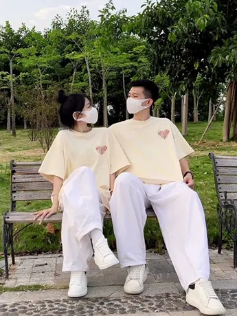 情侣装仿棉质感短袖t恤女夏季宽松美式复古高级感正肩上衣服ins潮商品大图