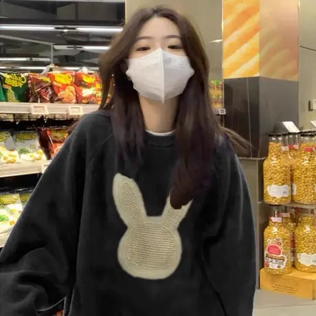 高级感超好看卫衣女2023新款爆款春秋oversize美式复古小个子上衣图片