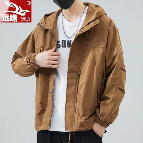 男士外套春秋季2023新款潮牌拼接工装夹克男宽松休闲上衣连帽衣服商品大图