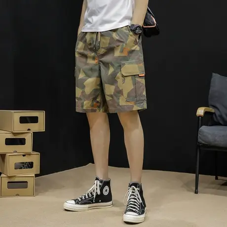 迷彩工装短裤男宽松潮流夏季外穿加肥加大码胖子裤子休闲五分裤潮商品大图