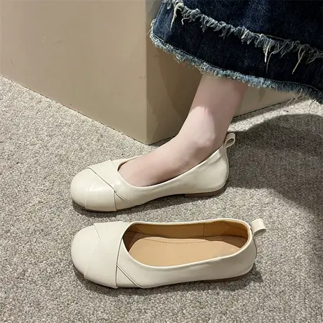 单鞋女夏2023年新款浅口平底软底孕妇鞋舒适百搭一脚蹬仙女豆豆鞋商品大图