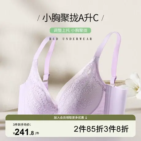 芬怡小胸聚拢内衣女舒适无钢圈中厚杯上薄下厚性感蕾丝文胸EV139商品大图
