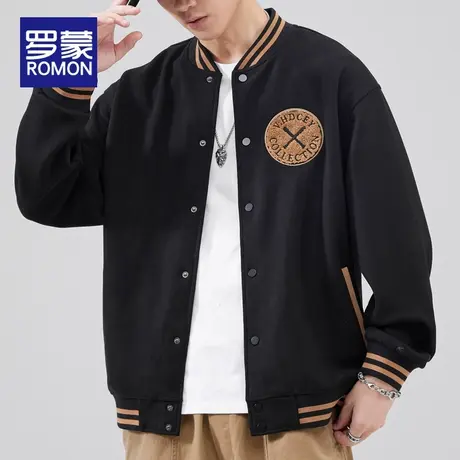 罗蒙棒球服外套男士春秋季2024新款简约百搭休闲上衣潮牌痞帅夹克图片