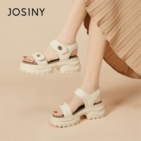 Josiny/卓诗尼凉鞋女款2024年新款春季女鞋舒适软底增高松糕鞋女商品大图