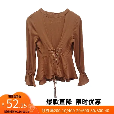 艾格官方旗舰店夏季女士上衣衬衫长袖修身圆领时尚Z729商品大图