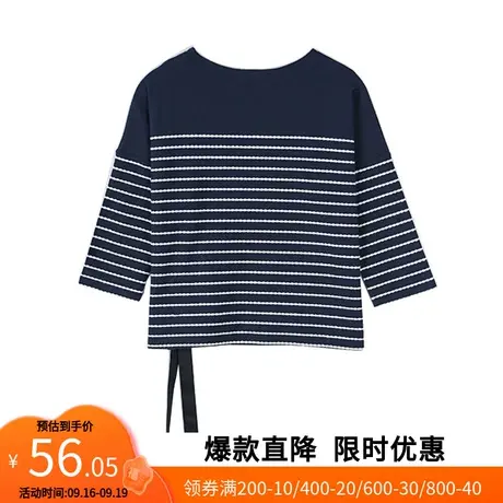 艾格2023春季女装时尚百搭休闲个性舒适条纹针织衫W425商品大图