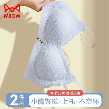 猫人内衣女秋冬薄款聚拢小胸甜美蕾丝性感纯欲无痕美背少女文胸罩图片