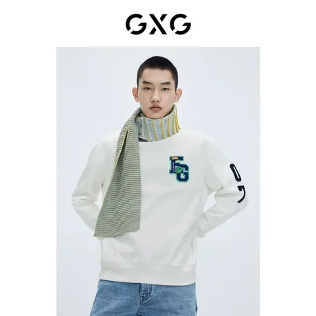 GXG男装 冬季时尚休闲百搭帅气个性潮白色青年卫衣GC131004L商品大图