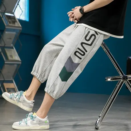 夏季薄款七分裤男孩13岁初中学生14大童短裤子15宽松运动休闲中裤商品大图