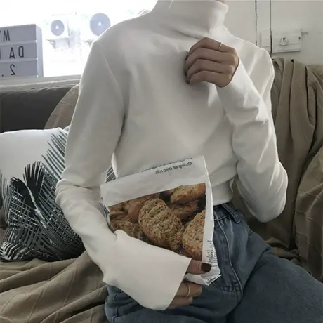 半高领加绒打底衫长袖秋冬季2023年新款女装内搭保暖百搭春秋上衣商品大图